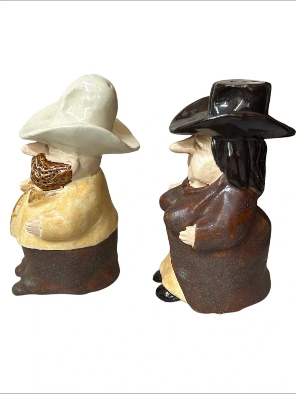 Vintage Pottery Salt & Pepper “Sheriff Law Man & Lady Friend”